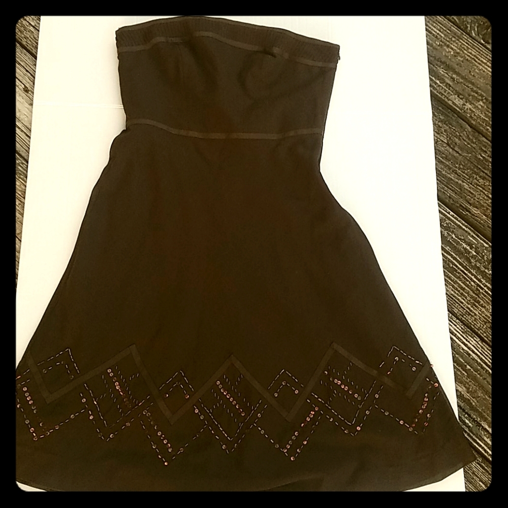 ANN TAYLOR LOFT petite brown strapless dress
